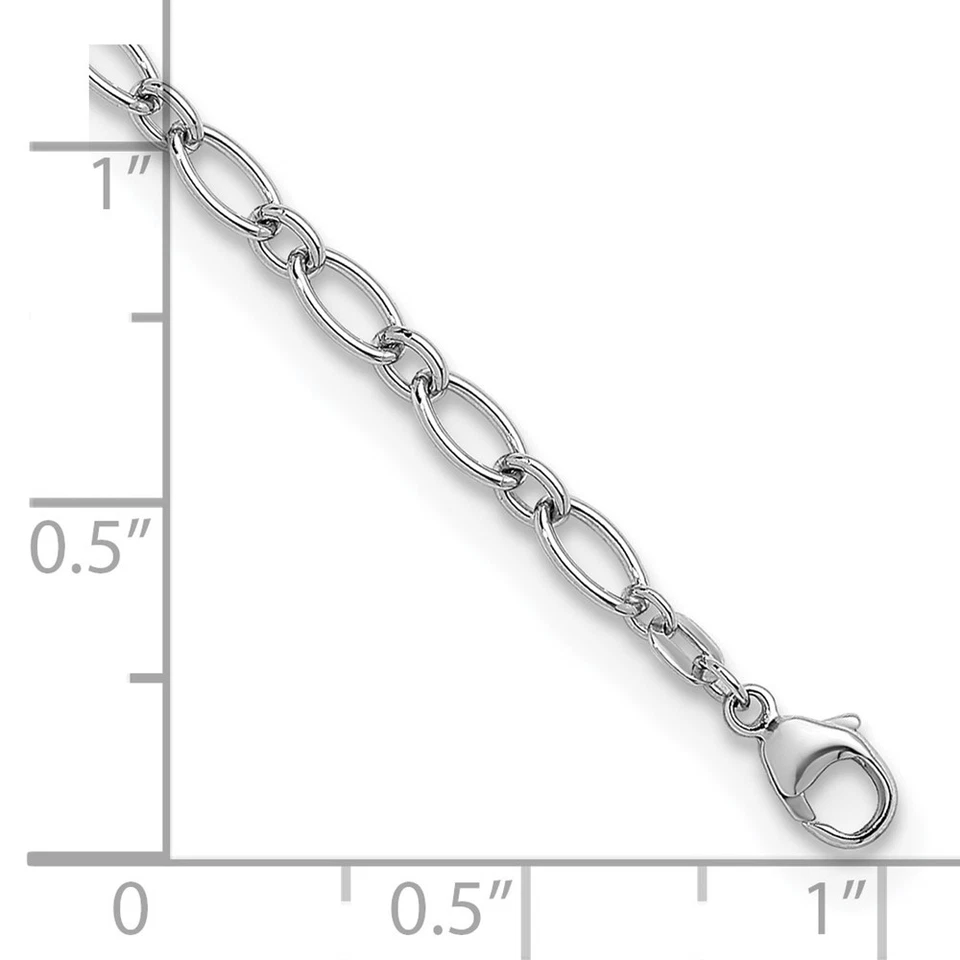 Sterling Silver Rhodium-plated Polished 4.9mm Oval Link 7.5 Inch Chain Bracelet - Image 3 of 4