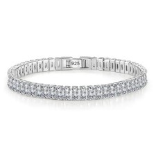 Real 3MM D VVS Moissanite Tennis Bracelet Solid S925 Silver Passes Diamond Test