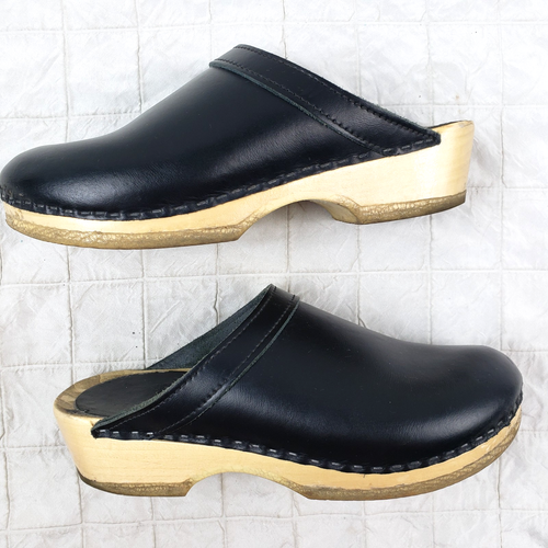 SVEN Womens Size 10.5 EU 41 Black Leather Clog Made USA - Picture 6 of 11