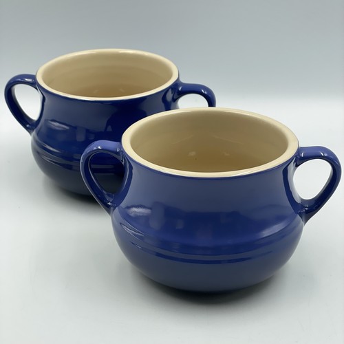 2 x Le Creuset Blue Soup Bowsl • Bean Pot • .5L/16oz • Small Casserole Dish