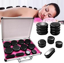 21pcs Hot Stones Massage Kit with Heater, Portable Electric Hot Stones Set with
