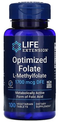 Life Extension Optimized Folate, 1700mcg - 100 vegetarian tabs (209,90 EUR/kg)
