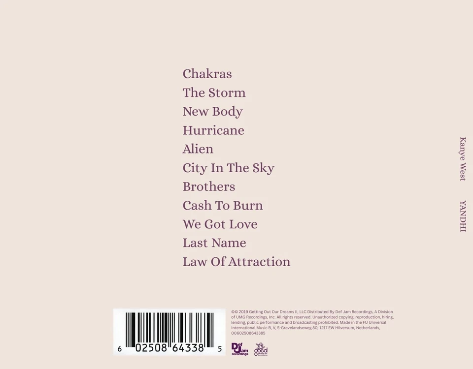 Kanye West / Ye - YANDHI CD (INCLUDES BONUS TRACKS! READ DESCRIPTION) - Image 2 of 2