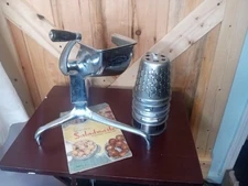 Vintage Saladmaster Hand Crank Food Processor Shredder Chopper with 5 Cones+Book