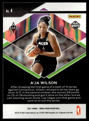 2021-22 Panini Prizm WNBA Fearless A'ja Wilson #4 - Picture 2 of 2