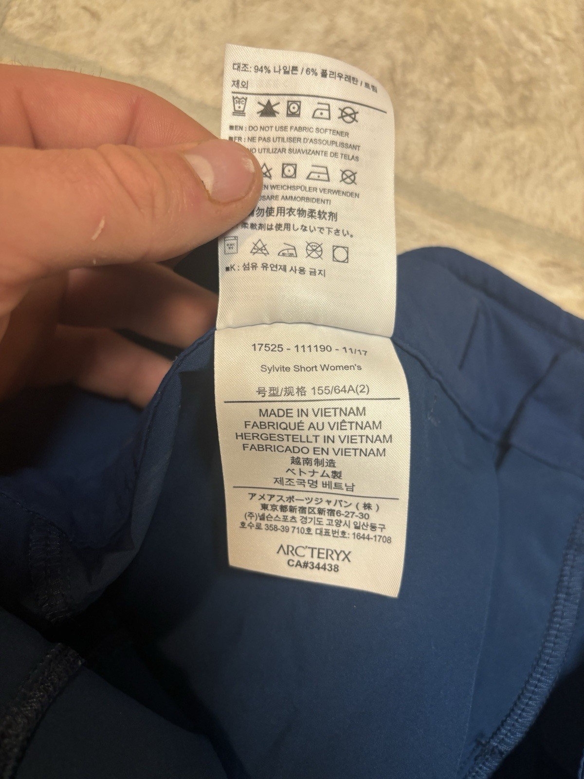 Arc'teryx pantaloncino donna Sylvite cintura outdoor escursionismo blu taglia 2 nylon