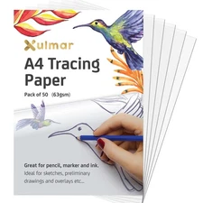 50 Sheets Tracing Paper, 8.5x11 Inch, 63 GSM, Sewing Patterns, Drawing