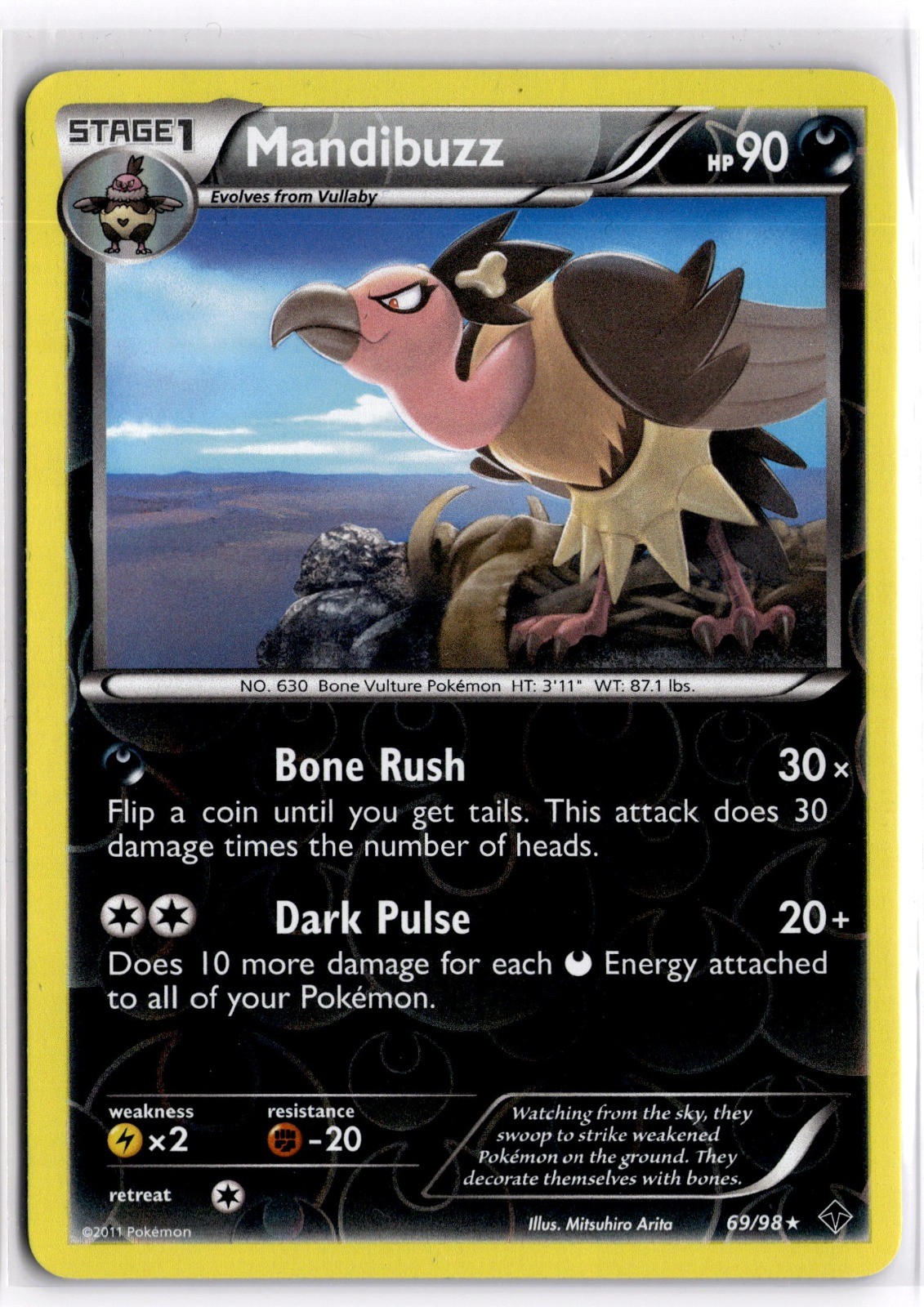 Pokemon TCG Mandibuzz 69/98 Emerging Powers Rare Reverse Holo NM