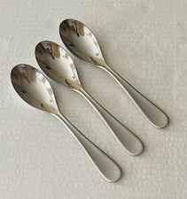 Cuisinart Elite Stainless Maree 3 Oval Soup Spoons 7 3/8” Glossy Heavy Modern