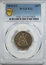 1876-CC Liberty Seated Quarter 25C PCGS F12