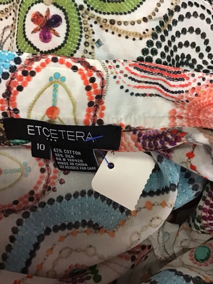 Top Henley Etcetera para mujer, mezcla de algodón estampado cachemir multicolor talla 10 Foto 3 de 3