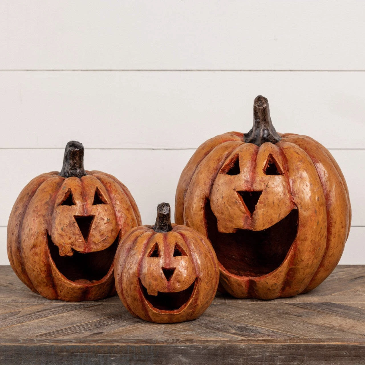 Ragon House Jack O'Lantern Resin Mache Pumpkins