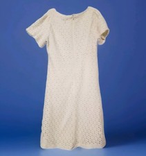 H&M White Lace Womens MiniDress Size 6 Fit & Flare Lined Scoop Neck Excellent 
