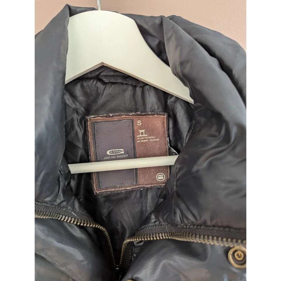 G-Star RAW Jacket Mens Small Black Hooded Puffer Bomber Insulated Zip Winter - Image 3 of 4