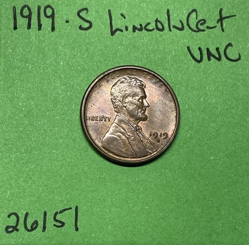 1919 S Lincoln Wheat Cent / Penny 1c Uncirculated