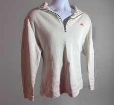 Tommy Bahama Pullover Shirt Ivory 1/2 Zip Island Life Men s Size Large