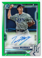 2021 1st Bowman Chrome GREEN Refractor RC AUTO Tanner Murray! Autograph /99