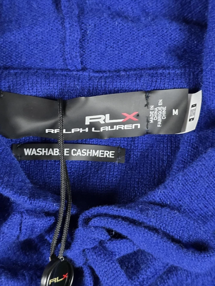 Suéter RLX Ralph Lauren Para Hombres Medio Azul Lavable Cachemira Sudadera con Capucha Golf Foto 3 de 4