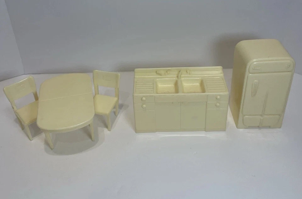 Muebles vintage para casa de muñecas Marx años 50 cocina baño cama salón guardería lavandería Foto 2 de 4