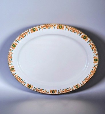 Antique 1920s Limoges Elite Works 16'' x 12.5'' Gold Trim Serving Platter - France