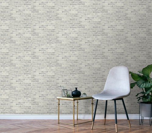 Realistic 3D Vintage Brick Effect Rustic Stone Grey Textured Vinyl Wallpaper - Picture 50 of 64