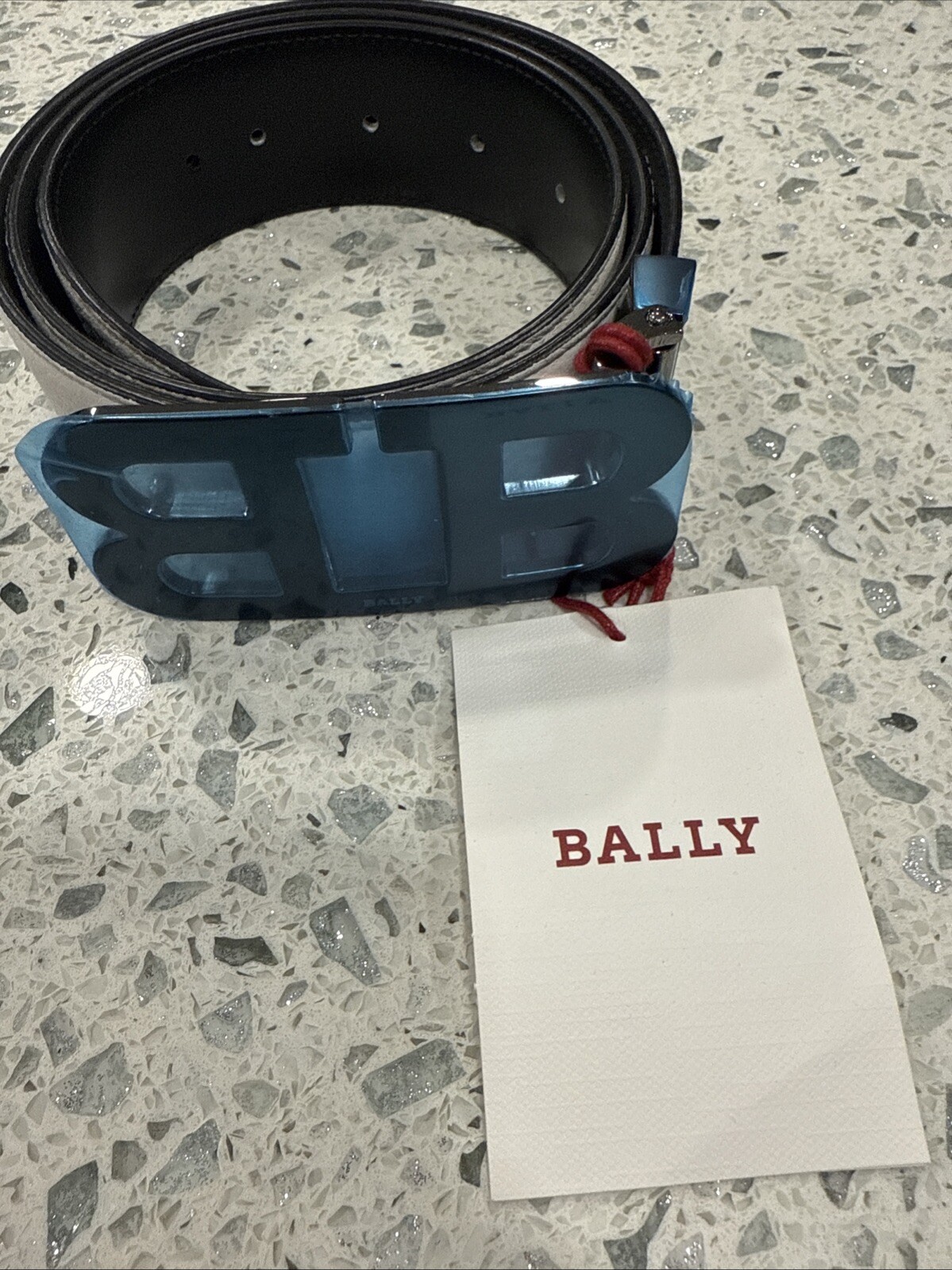 Bally B Logo Mens White Black Leather Belt 120 Riversable Mirror Grey Buckle 52590₽