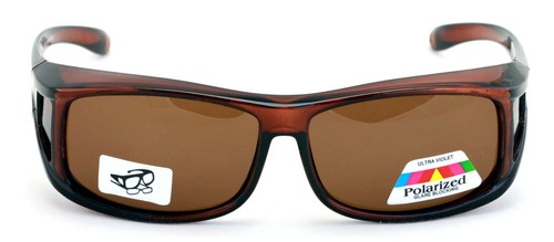 Polarized Fit Over Glasses Sunglasses 60mm Rectangular Frame Unisex Black Brown - Picture 13 of 25