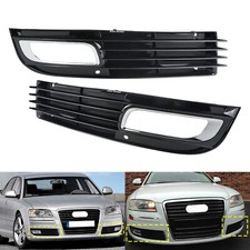 For Audi A8 D3 2008-2010 Front Bumper Fog Light Surround Cover Black Left+Right