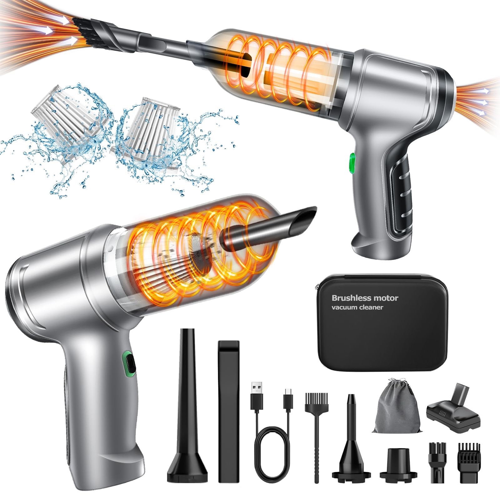 Car Vacuum Cleaner, 15000PA Powerful Suction, Handheld Car Vacuum Cleaner Cor...