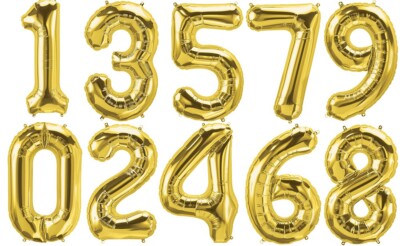 Harnel Brand 34'' Gold Mylar Balloon Numbers 0-9 - Pack of 50