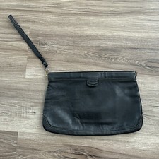 Black Vintage Leather Large Clutch