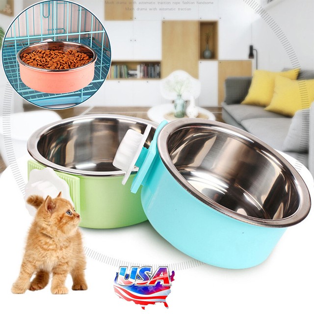 Small Pet Gravity Feeder Dog Cat Food Station Stainless Steel Bowl