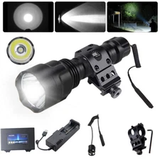 800yards LED Flashlight Torch Hunting Offset 20mm Picatinny Rail Mount w/ Box