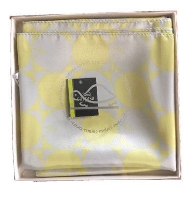 Carpisa Women's New Yellow Polka Dot Scarf in Box 21'' Square Silky