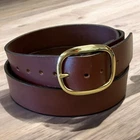 leather belt, full grain leather, choose belt color, brass finish oval buckle,