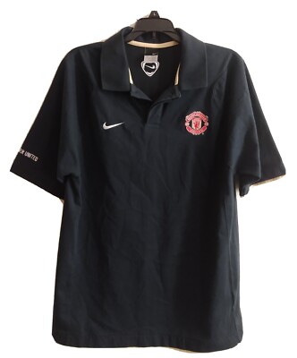 Men's Nike Manchester United Sz L Polo Shirt Black England Men's Nike Manchester United Sz L Polo Shirt Black England