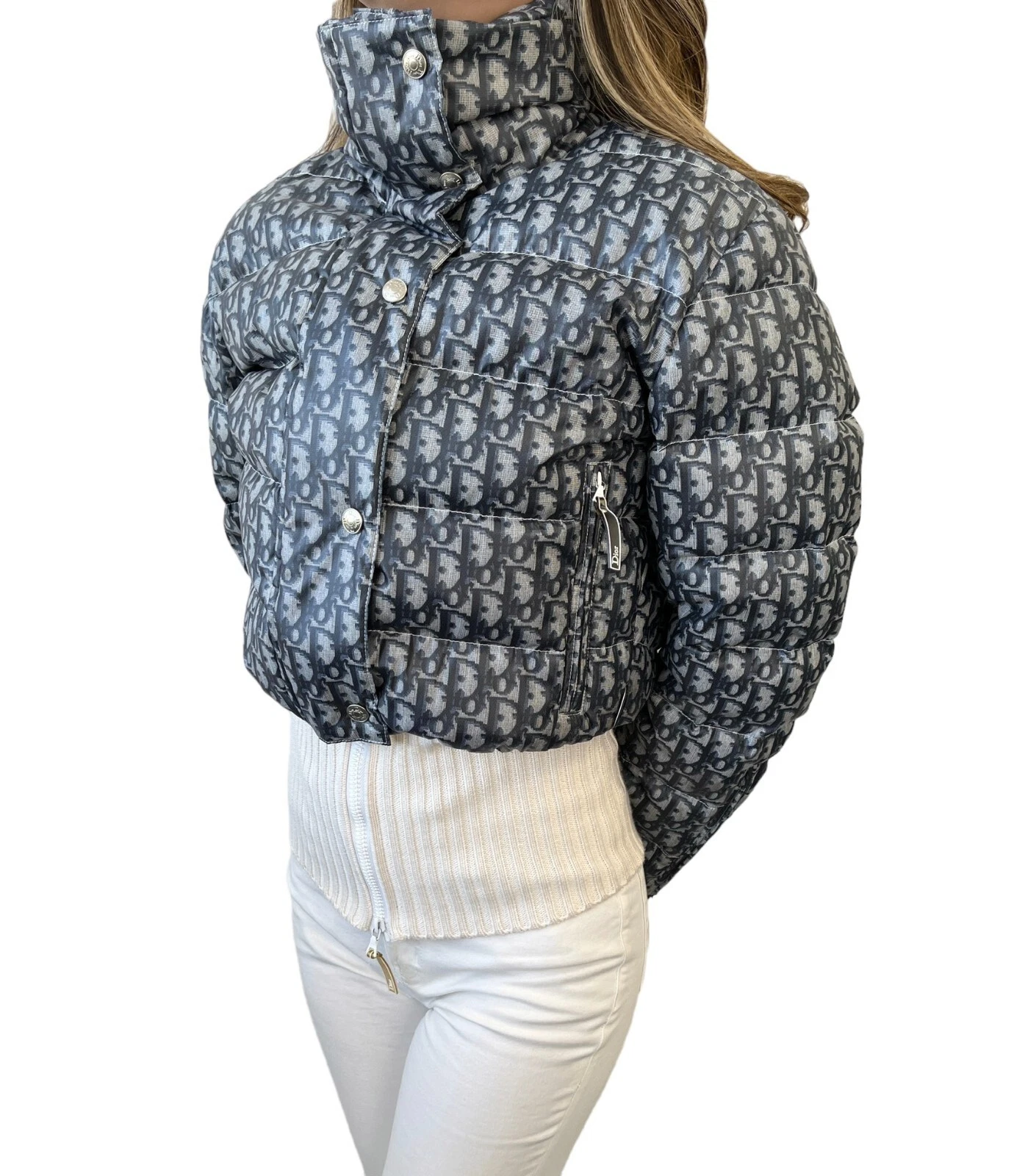 Giacca tampone logo vintage Christian Dior #40 blu cerniera rankAB