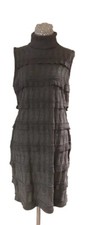 Calvin Klein Sweater Dress Tiered Ruffle Sleeveless Turtle Neck Sz XL Perfect!