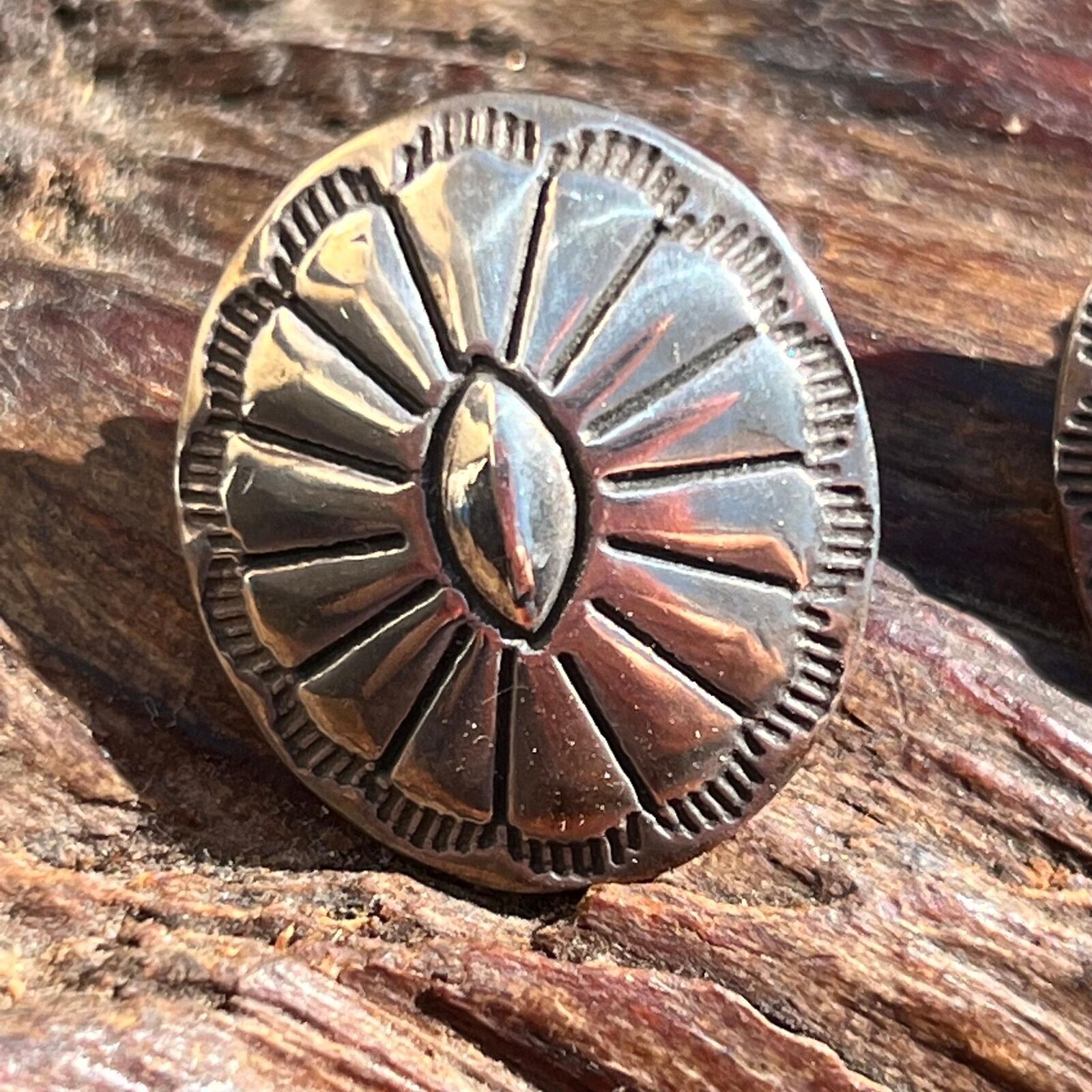 Vintage Sterling Silver Concho Handmade Earrings - image 2