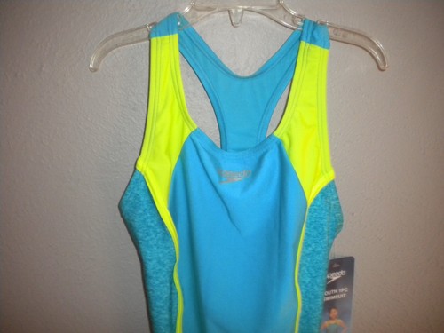 Speedo Girls Size Medium Blue Green Pilling Resistant One Piece Swimsuit NWT - Picture 3 of 5