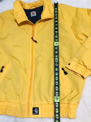 Vintage Carhartt Fleece Lined Full Zip Bomber Jacket Yellow L/XL