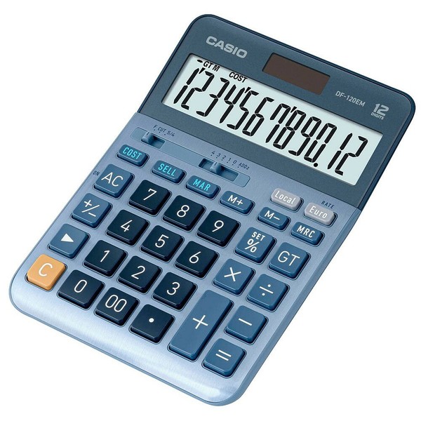 Casio® DF-120EM Tischrechner Solar-/Batteriebetrieb 12Stellig Lc-Display Silberb-image
