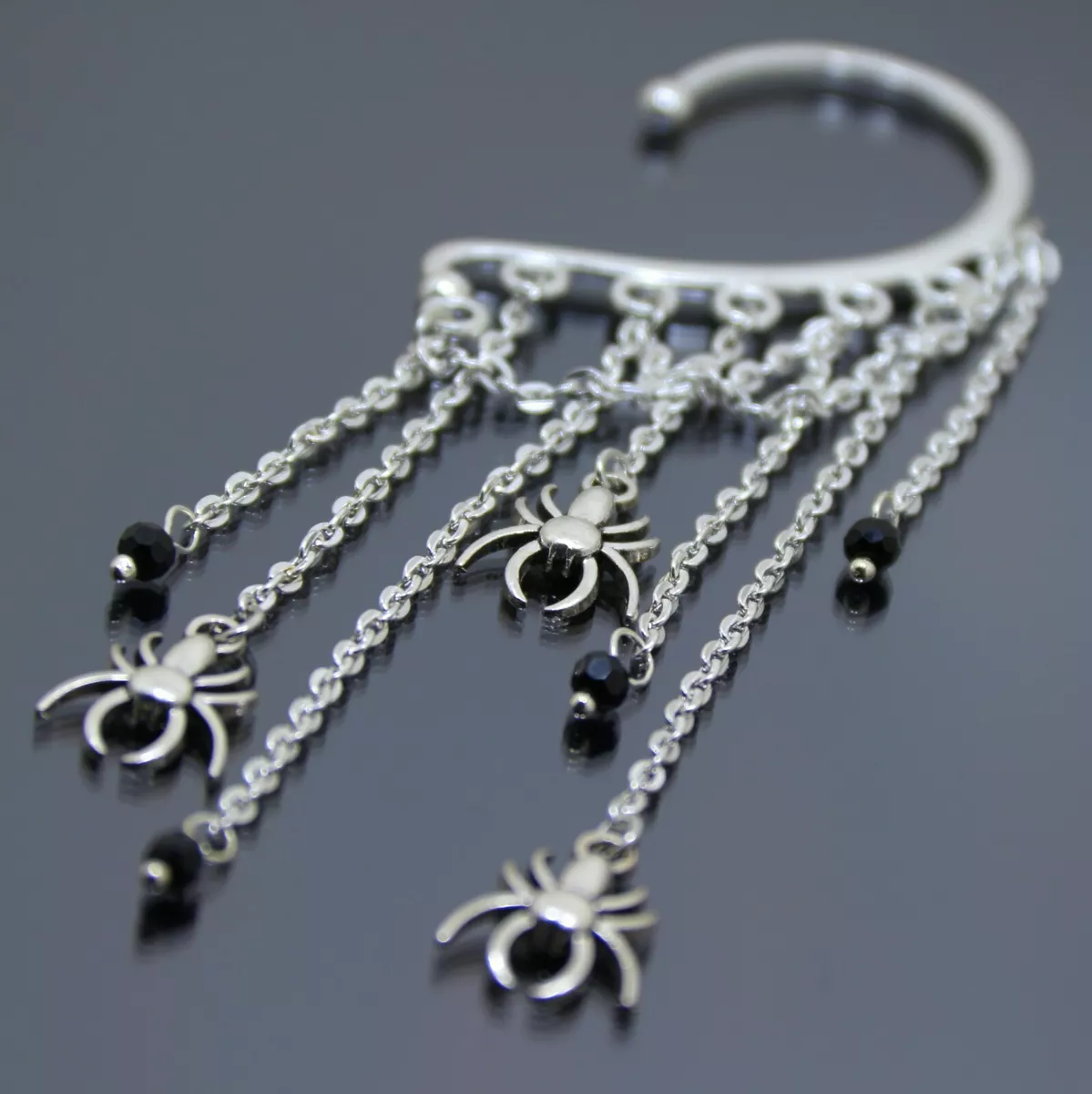 Spider Ear Cuff Silver Witchy Earrings No Piercing Gothic Dangling