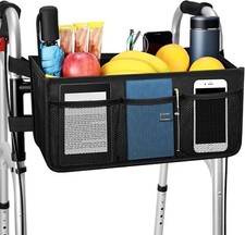 Walker Basket  Bag   Water-Resistant, Cup Holder, Easy Install, Folding Walkers