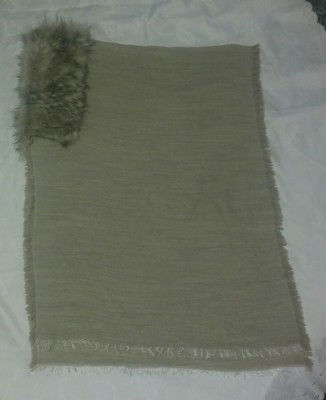 Coccinelle Womens Gray Wool Scarf Alpaca blend with Fur Trim EUC