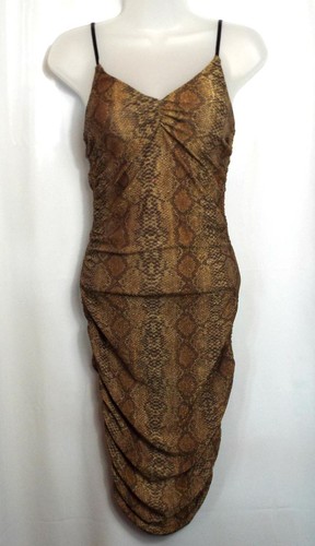 NEU SWAN PARIS BRAUN LUREX BLEISTIFT BODYCON SCHLANGENKLEID GRÖSSE 10/12 # 1064*