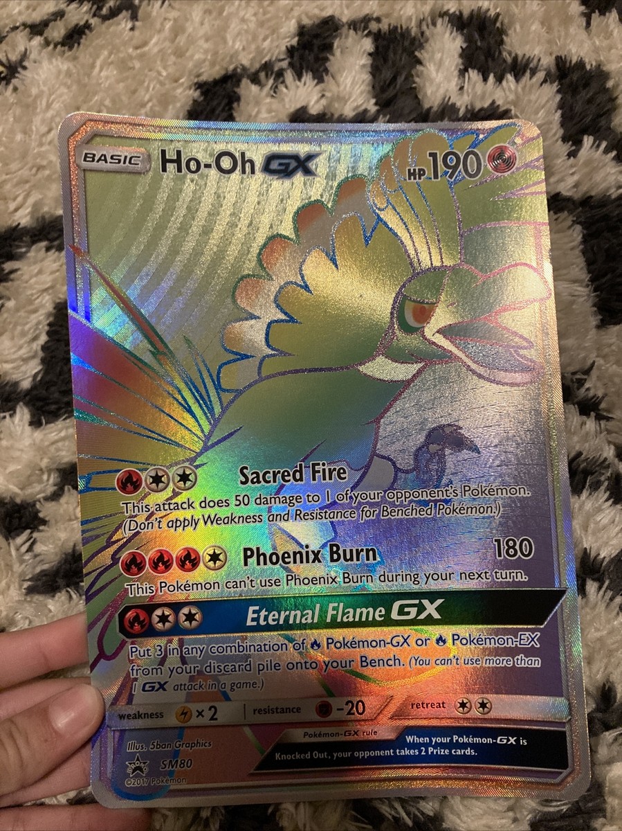 Pokemon Card ~ Ho-Oh GX SM80 ~ Black Star Promo ~ Rainbow Pokemon Card ~ Ho-Oh GX SM80 ~ Black Star Promo ~ Rainbow