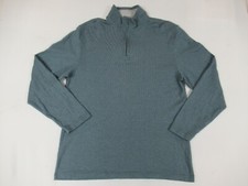 IZOD PREMIUM LONG SLEEVE 1/4 ZIP LIGHT BLUE GREEN PULL OVER T-SHIRT F859