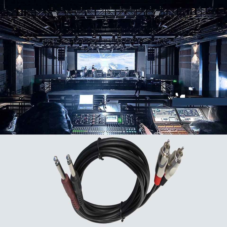 1/4in 6.3mm Mono Male Y-Splitter Cable to 6ft 2 RCA Male Jack Cable Audio Cable - Image 4 of 4