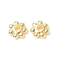 100 pcs Stainless Steel Flower Spacer Beads Crafts 6x1.5mm Real 18K Gold Plated